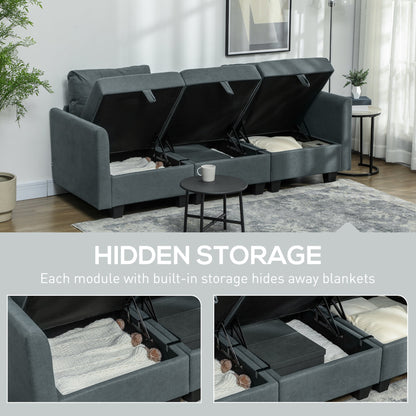 Sofa modułowa HOMCOM w kształcie litery L ze schowkiem - ciemnoszara