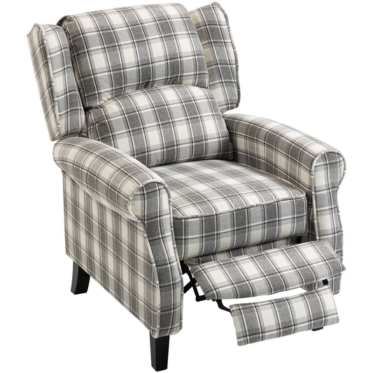 HOMCOM 160Â° Reclining Armchair, with Footrest - Grey and White