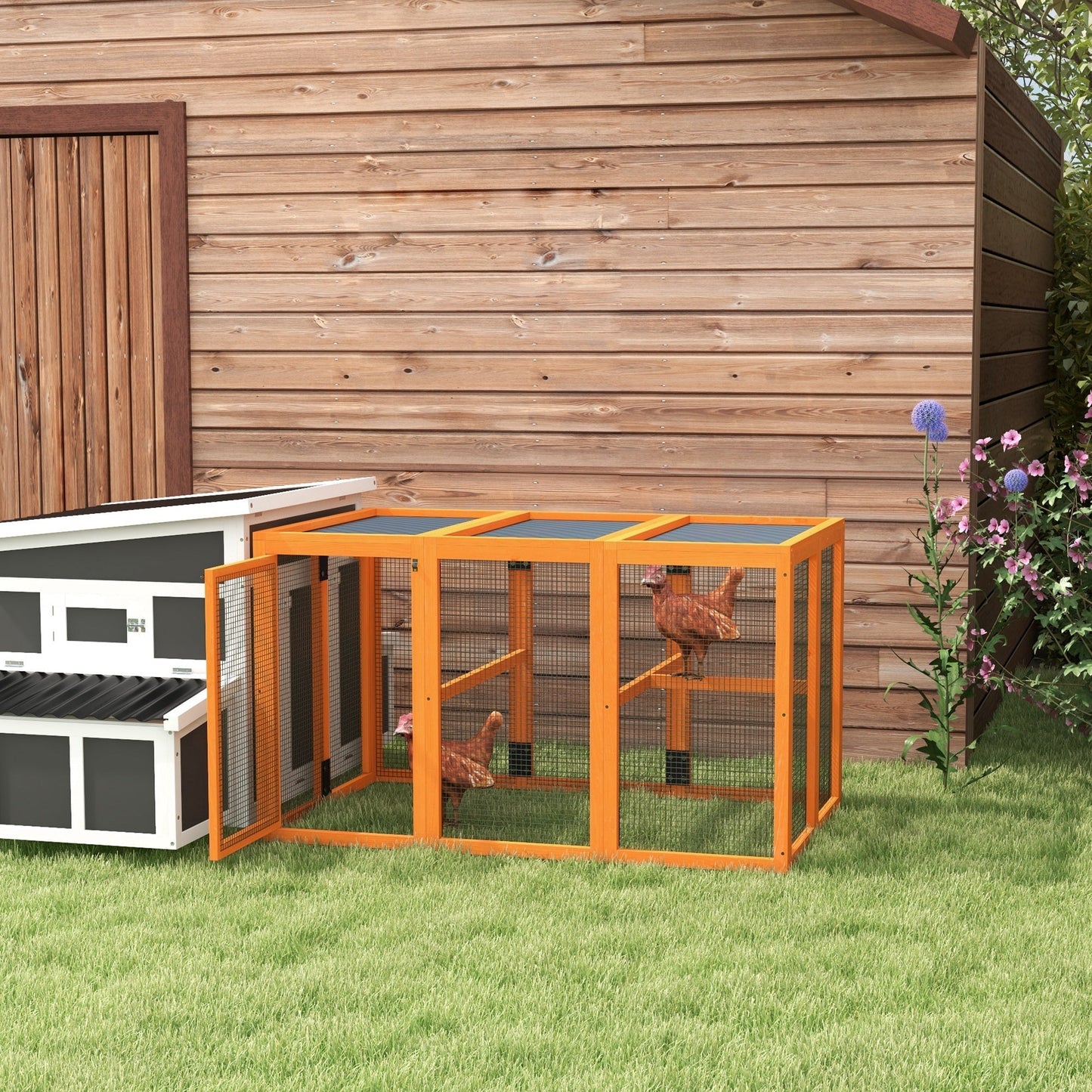 PawHut Wooden Chicken Coop with Combinable Design, for 1-3 Chickens