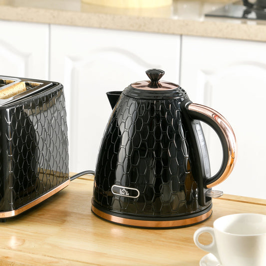 HOMCOM Electric Kettle, 1.7L, Fast Boil, 3kW Water Kettle with Removable Washable Anti-scale Filter, Auto Shut-off, 360¡ Swivel, BPA Free, Black
