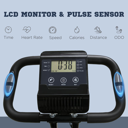 HOMCOM 2-in-1 Folding Exercise Bike with 8-Level Magnetic Resistance, Arm Resistance Band, Pulse Sensor, Green