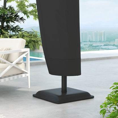Outsunny Parasol Cover, Cantilever Umbrella Cover, Banana Umbrella Protector with Zipper for Outdoor Garden, Patio, Black