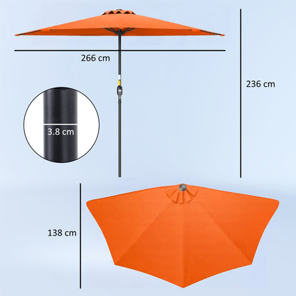 Outsunny Half Round Parasol Umbrella - Orange