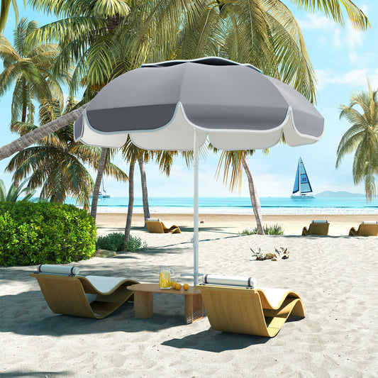 Outsunny Parasol plażowy przenośny z kotwicą piaskową, torbą transportową, regulowaną wysokością i nachyleniem, ochroną UV UPF50+, szary