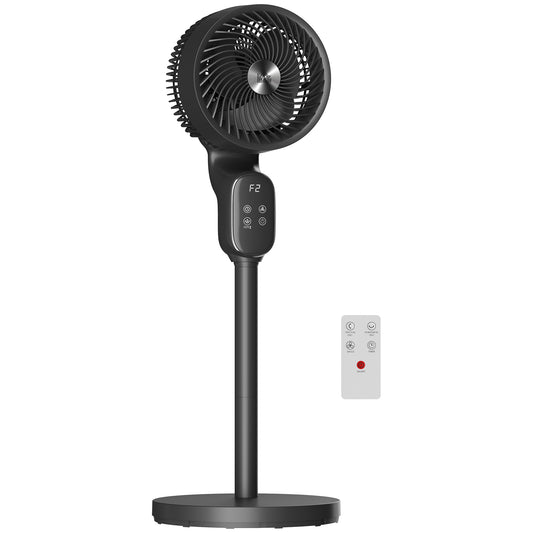 HOMCOM 20 dB Silent Standing Fan for Bedroom, 39" Pedestal Fan with Remote, 90Â° Oscillating, 8 Speeds, Adjustable Height, Black