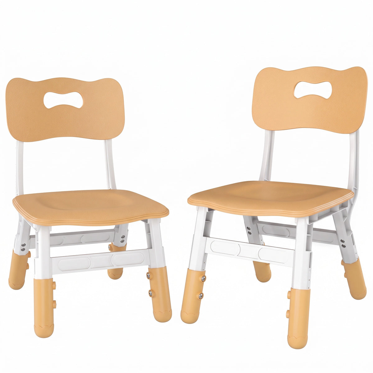 AIYAPLAY 2 PCS Kids Desk Chairs, 3 Level Height Adjustable Children's Chairs with Backrest for 1.5-8 Years, Max Load 50KG, Brown