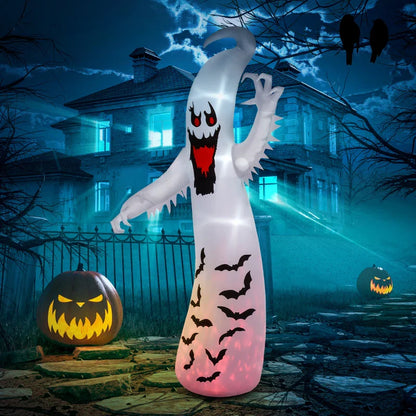 Outsunny 11.8FT Tall Halloween Inflatable Spooky Ghost, Blow Up Outdoor Halloween Decoration with Build-in LEDs and Rotating Light for Garden, Lawn, Party