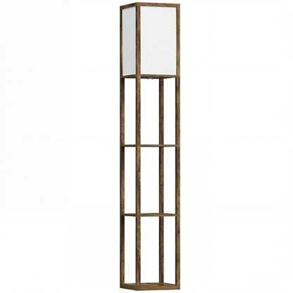 HOMCOM 3-Tier Floor Lamp, Floor Light with Storage Shelf, Reading Standing Lamp with Acrylic Shade for Living Room, Bedroom, Kitchen, Dining Room, Office, Dorm, 160cm, Brown