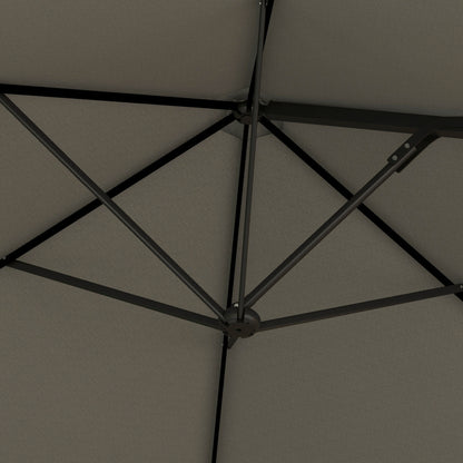 Outsunny 2,5-metrowy parasol ogrodowy z wysięgnikiem, wiszący parasol tarasowy Roma z możliwością obrotu o 360° i podstawą krzyżową, jasnoszary