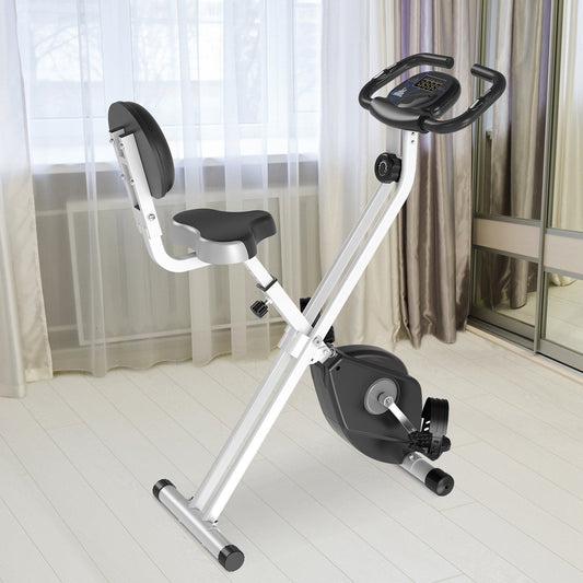 Steel Manual Resistance Exercise Bike w/ LCD Monitor Black