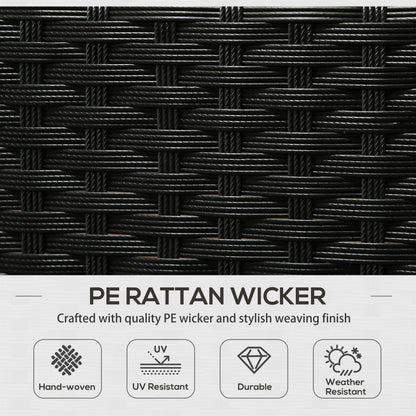 Zestaw mebli ogrodowych Outsunny 5 Seater Rattan, 2 fotele, 3-osobowa sofa wiklinowa, 2 podnóżki i szklany stolik, 6-częściowy zestaw mebli ogrodowych z rattanu z poduszkami do ogrodu zimowego, biały