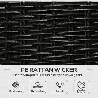 Outsunny 5 Seater Rattan Garden Furniture Set, 2 Armchairs, 3-Seater Wicker Sofa, 2 Footstools and Glass Table, 6 Piece Patio Rattan furniture Sofa Sets with Cushions for Conservatory, White