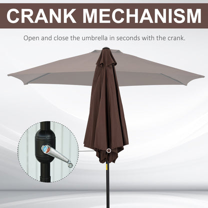 2.7M Parasol Patio Tilt Umbrella Sun Umbrella Outdoor Garden Sunshade Aluminium Frame with Crank, Coffee