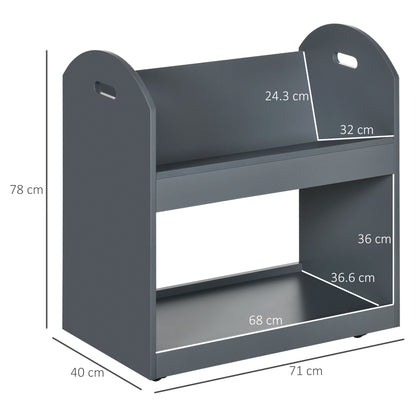 HOMCOM 2-Tier Storage Shelves, Kitchen Cart Shelf Unit with Wheels for Dining & Living Room, Home Study, Grey