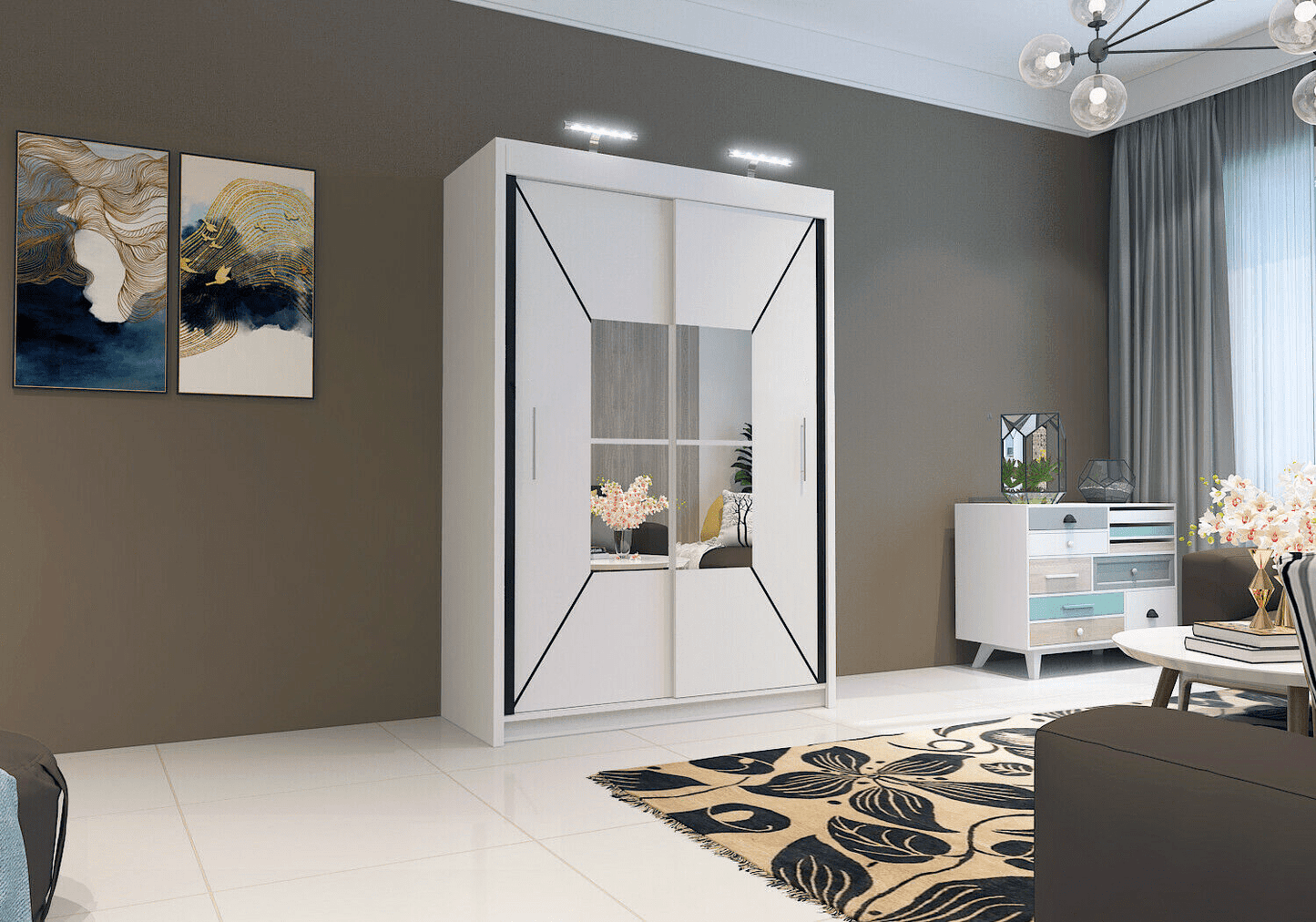 Bartholomew Mirrored Sliding Wardrobe - Black