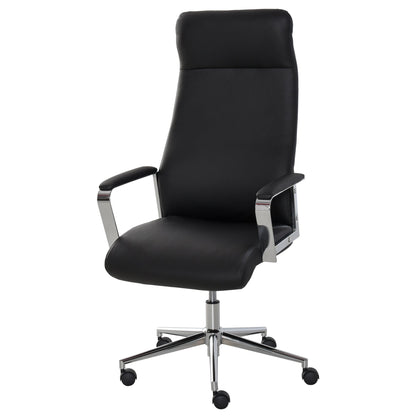 Vinsetto Office Chair Faux Leather High-Back Swivel Computer Desk Chair w/ Wheels, Black