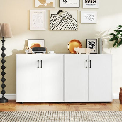 2-Door Storage Cabinet Modern Accent Cabinet with 5-Position Adjustable Shelf-White