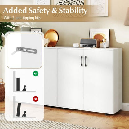 2-Door Storage Cabinet Modern Accent Cabinet with 5-Position Adjustable Shelf-White