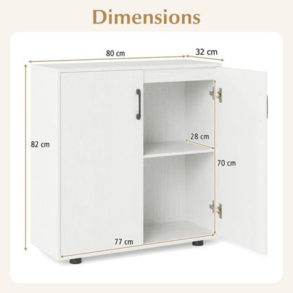 2-Door Storage Cabinet Modern Accent Cabinet with 5-Position Adjustable Shelf-White