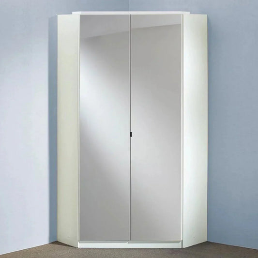 CALLISTO 2 Door Mirrored Wardrobe White 95cm