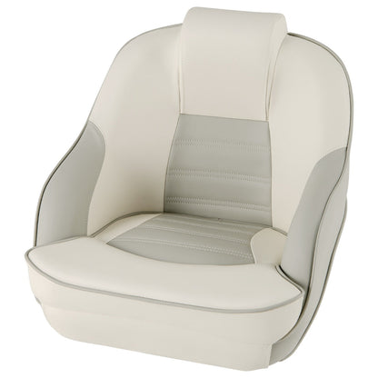 Pontoon Boat Seat with Waterproof PVC Leather and Thick Sponge Padding-White