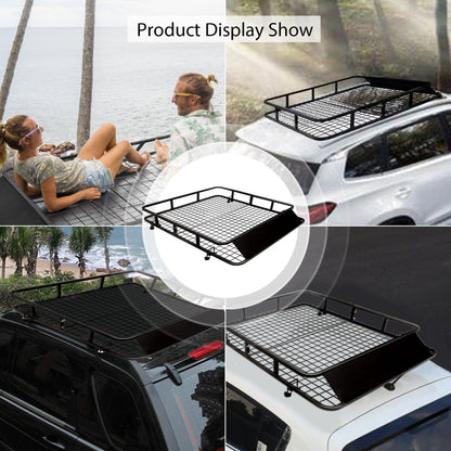 Car Roof Rack Basket with Wind Shield and 4 U-shaped Bolts