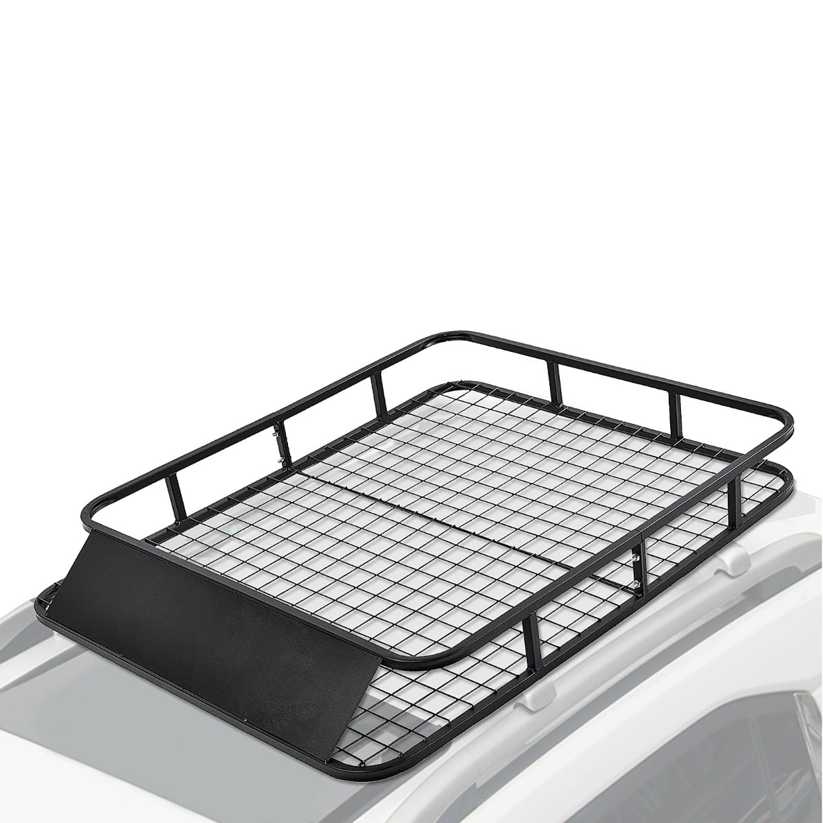 Car Roof Rack Basket with Wind Shield and 4 U-shaped Bolts