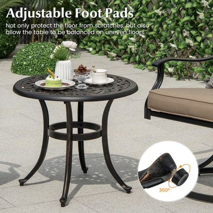 24 Inch Patio Side Table with Adjustable Footpads for Poolside Backyard Balcony-Rustic Brown