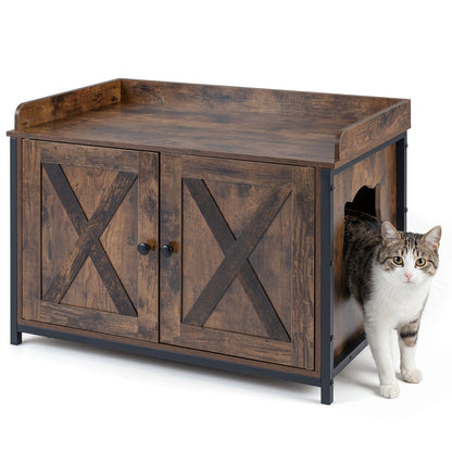 Cat Litter Box Enclosure in Rustic Brown