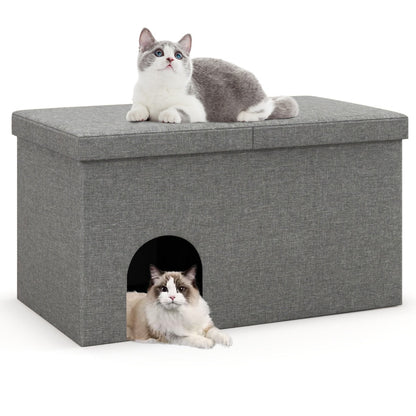 Cat Litter Box Enclosure Hidden Furniture with Urine Proof Litter Mat-Gray