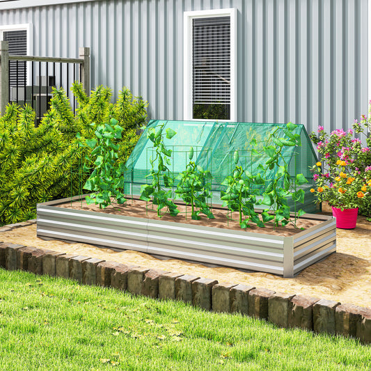 Outsunny Metal Raised Garden Bed Planter Box in Silver
