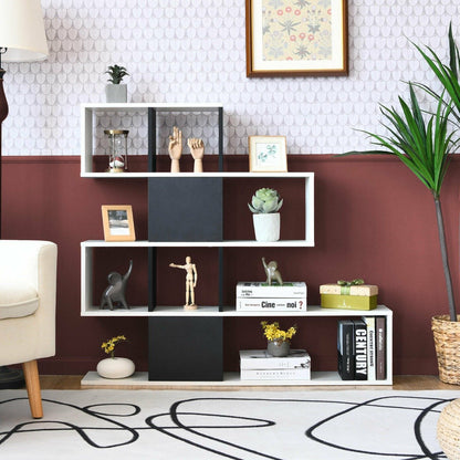 5-Tier Display and Storage Bookshelf for Home and Office-Black and White
