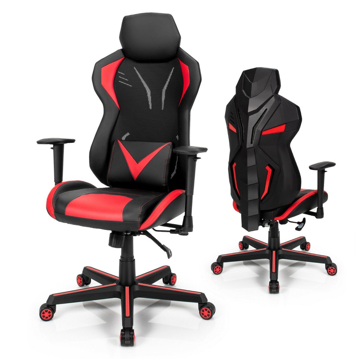 Ergonomic Gaming Chair with Tilting Function-Red