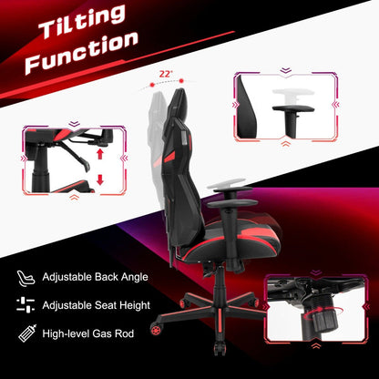 Ergonomic Gaming Chair with Tilting Function-Red