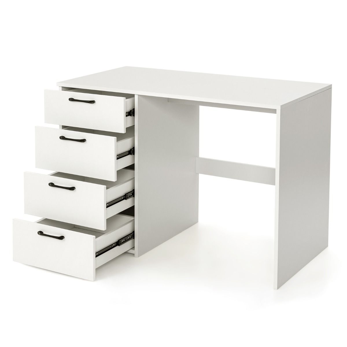 110 x 60 x 76cm Wooden Computer Desk with 4 Drawers-White