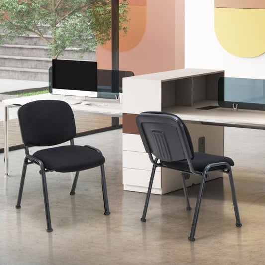 Office Chair with Metal Frame and Padded Cushions for Conference Room-Set of 2