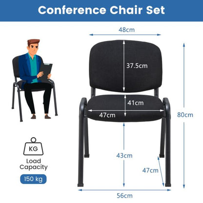 Office Chair with Metal Frame and Padded Cushions for Conference Room-Set of 2