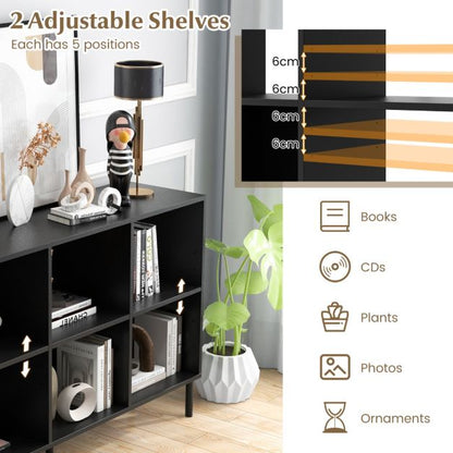 Open-Back Bookshelf with Drawer for Study-Black