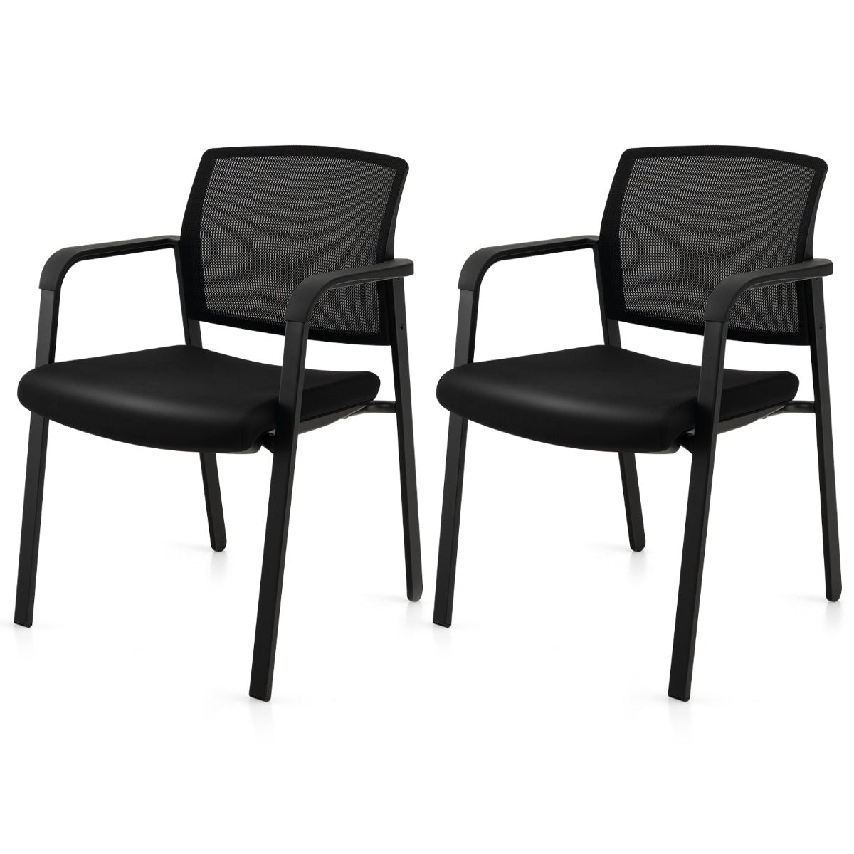 Waiting Room Chairs Set of 2 with Armrests-Black