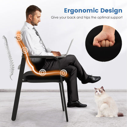 Waiting Room Chairs Set of 2 with Armrests-Black