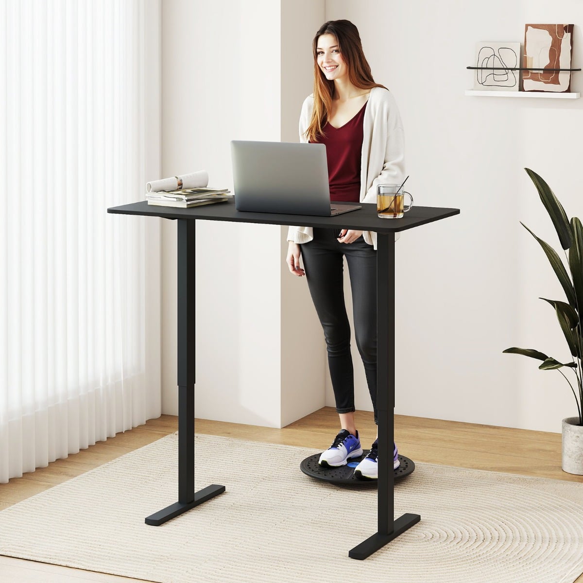 120 x 60 CM Electric Standing Computer Desk with 3 Memory Preset-Black