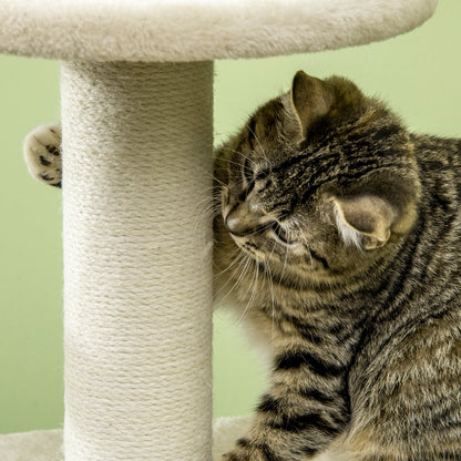 PawHut Cat Tree, with Scratching Post, Cat House & Hanging Toy Ball - Beige