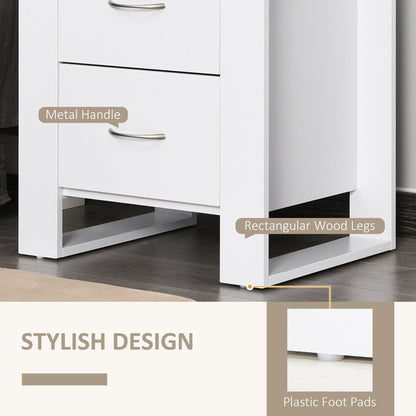 HOMCOM Bedside Table Set of 2 with 2 Drawers, Nightstands with Handles and Elevated Base, Side Tables for Bedroom, Living Room, White