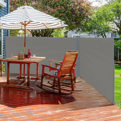 Outsunny 6 x 2m Rozwijana markiza przeciwsłoneczna Ekran ogrodzenia Taras Ogród Ściana Balkon Panel osłonowy Zewnętrzna roleta Prywatność Przegroda √¢‚Ç¨‚Äú Szary
