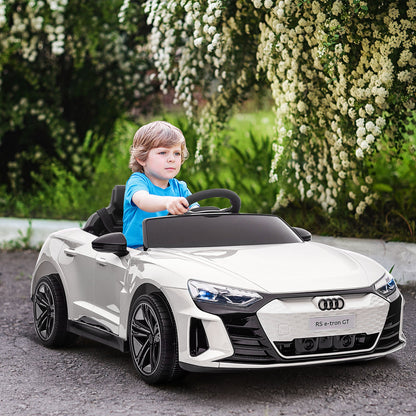 HOMCOM Audi Licencjonowany elektryczny jeździk dla dzieci 12 V, z pilotem, zawieszeniem, światłami, muzyką i silnikiem – biały