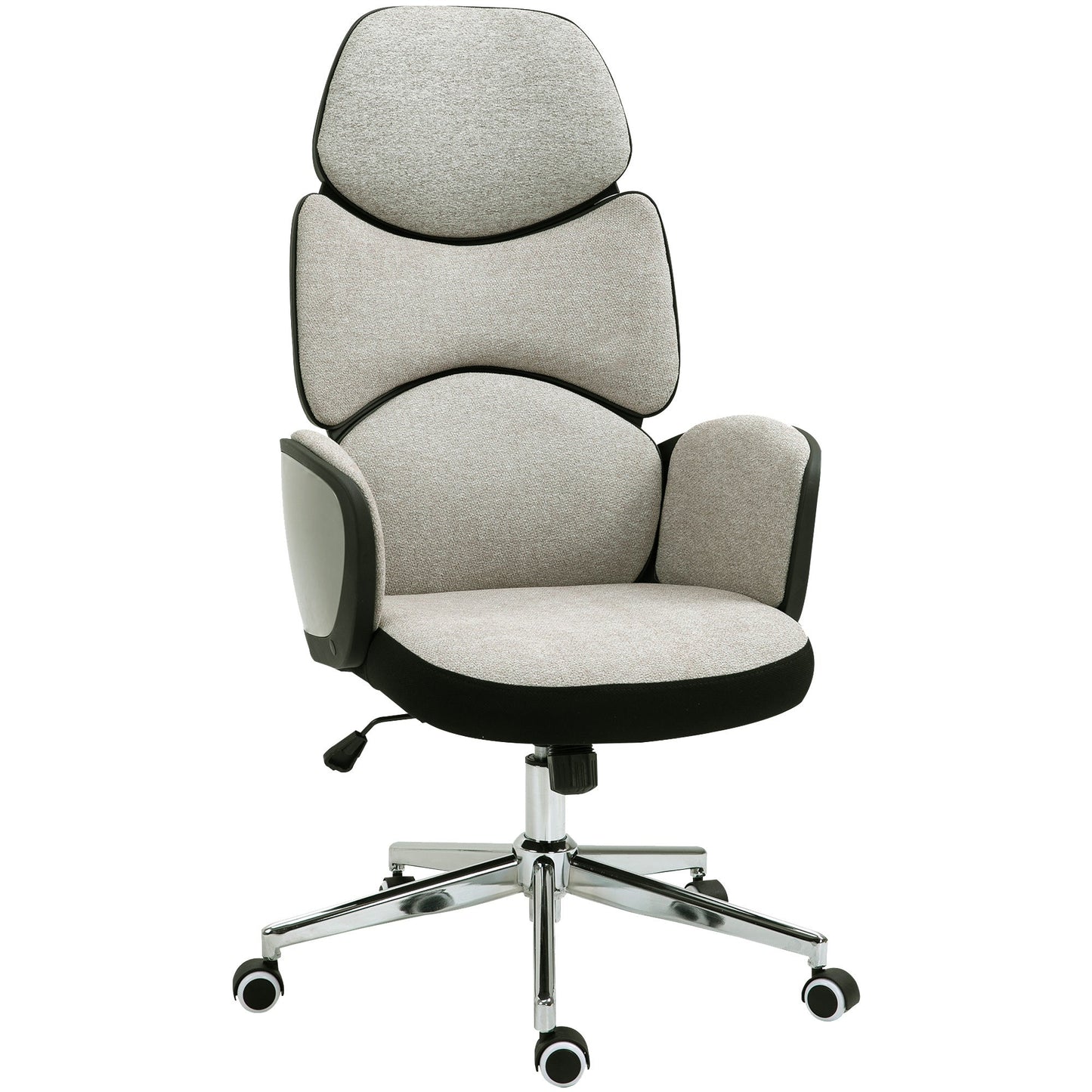 Vinsetto Modern Office Chair Ergonomic Padding High Back Armrests Swivel Home Beige Grey