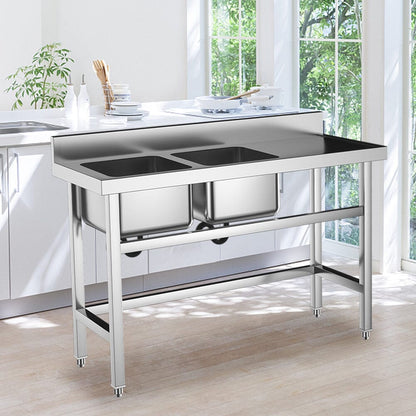 4ft Stainless Steel Kitchen Commercial 3-compartment Sink with Drainboard