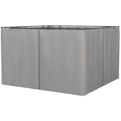 Outsunny Replacement Gazebo Curtains, 4-Panel Gazebo Side Panels Only, for 3 x 3 (M) Gazebos or Pergolas, Hooks/C-Rings Included, Light Grey
