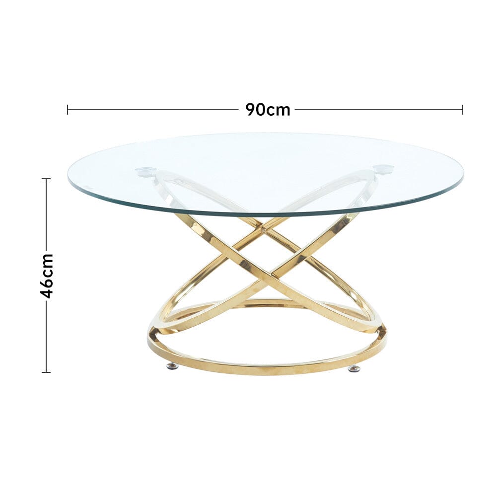 Tempered Glass Top Round Coffee Table for Living Room