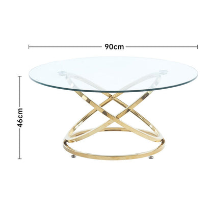 Tempered Glass Top Round Coffee Table for Living Room